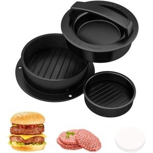 Hamburgerpers - Burgermakers - Tofu pers - BBQ accessoires - 100x wax papier - 3 in 1 Hamburgerpers - burger press - bbq accesoires - hamburgermaker - keuken accessoires -Gemakkelijk te demonteren en schoon te maken - zwart