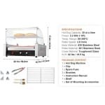 Hotdog Grill Machine - Hotdog Grill - Hotdogroller - Elektrische Grill - met Deksel - 11 RVS Rollen - 750W - Spatwand en plank - Twee Temperatuurregelaars - voor Keuken - en Feestjes - Capaciteit 12 Stuks