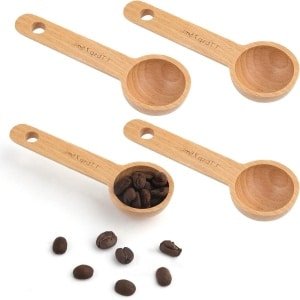 Houten Koffielepels 75ml - Beukenhout Maatlepels voor Meten Gemalen Bonen Thee - Huis Keuken Accessoires (Set van 4)