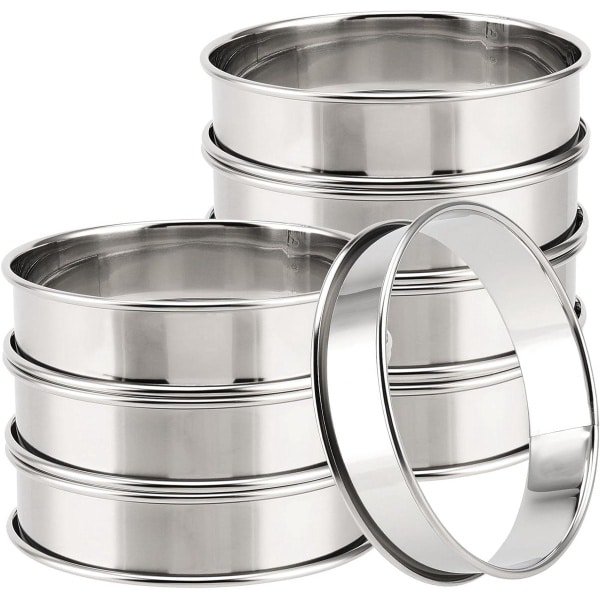 Inovra Plus - Crumpet Ringen van Roestvrij Staal 10 cm - Set van 8 stuks - Ideaal voor Muffins, Koekjes en Eieren - Anti-aanbaklaag - Keuken Accessoire voor Bakken van Pannenkoeken