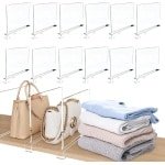 Inovra Plus - Doorzichtige Acryl Plankverdelers - Set van 12 stuks - Kledingkast Organisatie - Verstelbaar en Multifunctioneel - Voor Slaapkamer en Keuken - Boekenkast Accessoires