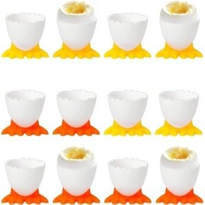 Inovra Plus - Eierhouder Set voor 12 Stuks - Siliconen Eierkoker en Grappige Eierdopjes - Eierdopjes Set inclusief Stand - Keuken Accessoires voor Gekookte Eieren en Ontbijt