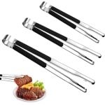 Inovra Plus - Keukentang Set 3-delig voor Koken & BBQ - Roestvrij Staal Serveertang met Comfortabele Handgreep - Keuken Accessoires - Zwart 255-305 cm - Voor Bereiden Salade Pasta en Toast.