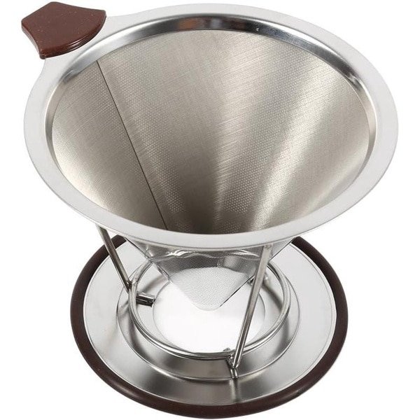Inovra Plus - Koffiekegelfilter van 304 roestvrijstaal voor Amerikaanse koffie - Zilver - Koffie-infuser met dubbele laag gaas - Keuken- en café-accessoire