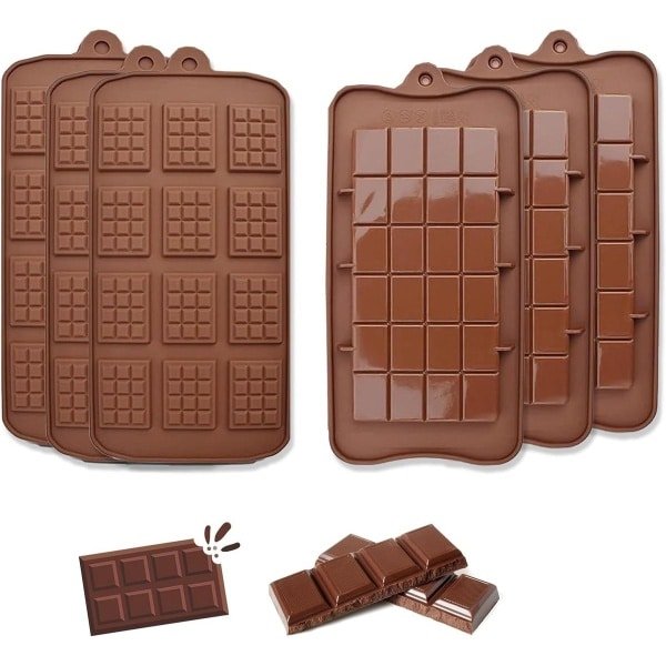 Inovra Plus - Siliconen chocoladevorm 6 stuks - onbreekbare bakvormen - anti-aanbaklaag - herbruikbaar - BPA-vrij - cake pudding ijsblokjes gelei - keuken accessoire$productcategorieën.