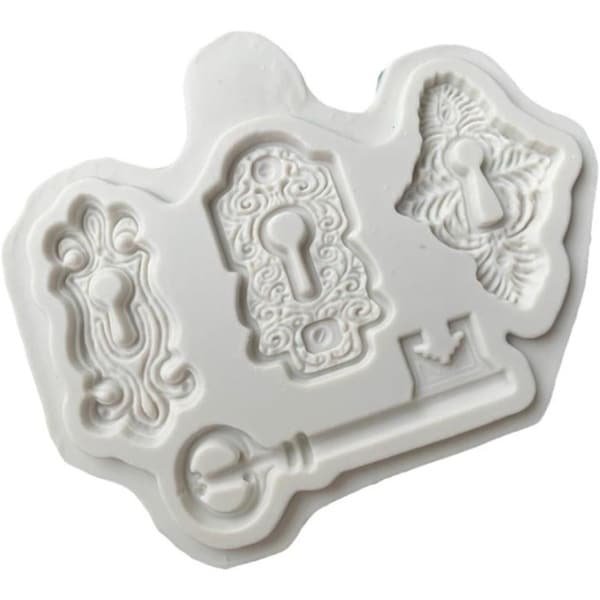 Inovra Plus - Siliconen vorm voor vintage sleutel en slot patroon - Fondant en chocolade bakken - Taart decoratiegereedschap - DIY handwerk mal - Creatieve keuken accessoire met nostalgisch design