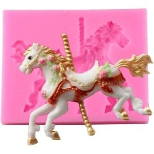 JGS Premium - Siliconen Mould voor 3D Carousel Paard Chocolade - Ice Cube - Non-stick Fondant - Cake en Chocolade Decoratie - Bakken keuken accessoire