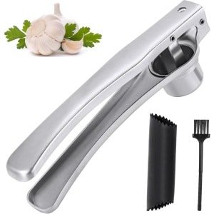 Knoflookpers Set - Roestvrij Staal - 3 Stuks - Keuken Accessoires