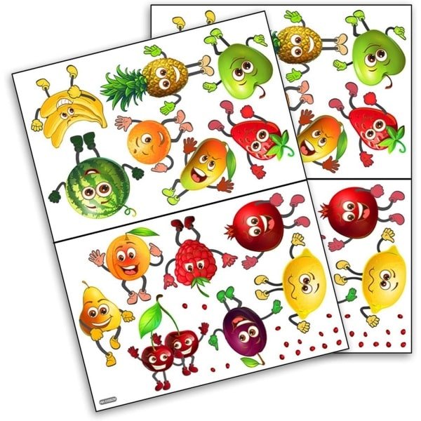 Muurstickers voor Keuken - Set van 2 Stuks | Gemakkelijk Aan te Brengen en Verwijderbaar | Decoratie met Groente & Fruit Thema | Hoge Kwaliteit PVC | Zelfklevend | Keuken Accessoires