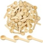 Natural Wooden Lepels - Houten Keuken Accessoires Set voor Zout Suiker Koffie Jam Honing IJs en Kruiden - 50 Stuks (6.8 x 2.2 x 1 cm)