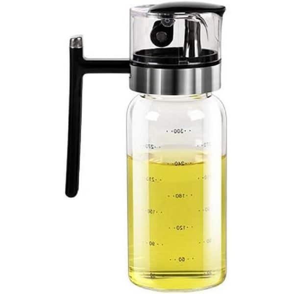 Oliedispenser Glazen fles - Lekvrij kruidenpotje - Automatisch deksel - Stopper - Keuken accessoire - 300 ml - Olijfolie - Saus