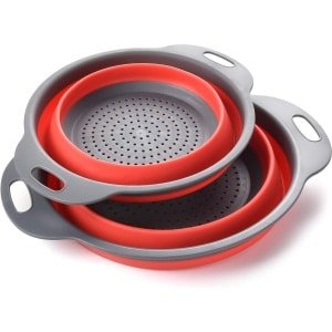 Opvouwbaar Vergiet, 2 Stukken Opvouwbare Siliconen Zeef Keuken Camping Accessoires, Voedselzeven Inclusief 8 en 9,5 inch.