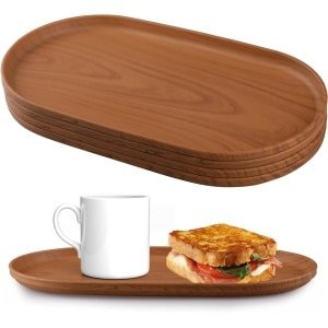 Ovaal dienblad 305 x 65 x 15 cm serveerschaal decoratie snacks veelzijdig voor thee en café accessoires - Groot servies voor keuken en woonkamer