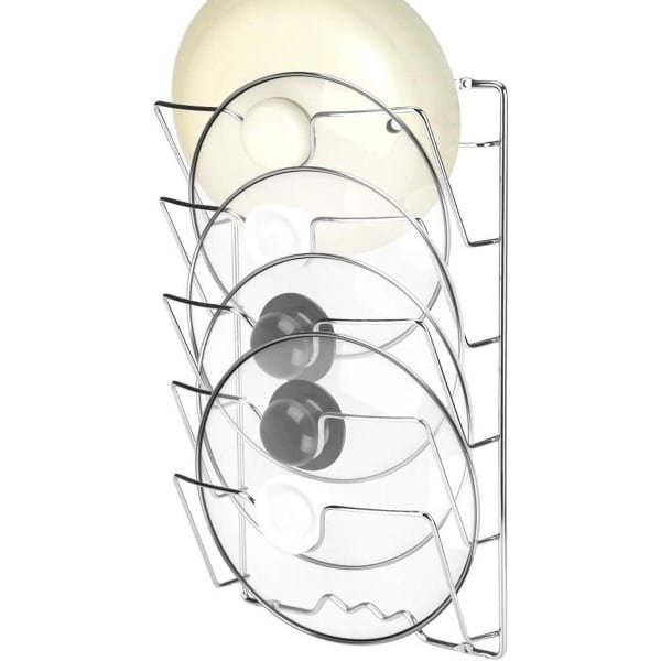Praktische Keuken Accessoire: Verticale Potdekselhouder voor 5 Deksel - Chroom 43.5 * 27.8 * 9.7cm