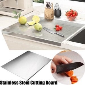 RVS Snijplank met Opstaande Rand - 40x30 cm - Multifunctionele Keuken Snij- en Bakplank - Aanrecht Bescherming - Ideaal voor Pizza, Voedsel, Gebak en Keuken Accessoires