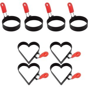 Roestvrij stalen eierringen (8 stuks) voor omelet en pannenkoeken - Met handige klapgrepen voor spiegeleieren - Keuken accessoire