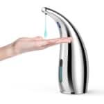SNQ Automatische Zeepdispenser - 4-Niveaus Verstelbare Elektrische Zeepdispenser Met Sensor - Waterdichte Zeepdispenser Voor Keuken En Badkamer - Hotel - Restaurant (300 Ml - Zilver)