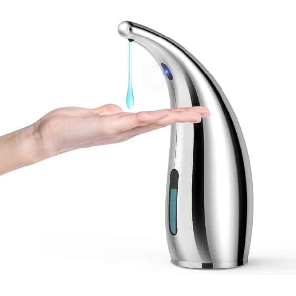 SNQ Automatische Zeepdispenser - 4-Niveaus Verstelbare Elektrische Zeepdispenser Met Sensor - Waterdichte Zeepdispenser Voor Keuken En Badkamer - Hotel - Restaurant (300 Ml - Zilver)