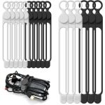 Siliconen kabelbinders - Set van 16 stuks voor kabelbeheer in verschillende lengtes - Herbruikbare kabelorganizer voor elektronische accessoires thuis, kantoor, keuken, school en op reis - Wit