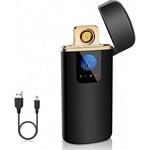 USB Navulbare Windproof Elektrische Aansteker voor Papa - Batterij Indicator - Kaarsen Keuken Barbecue - Moederdag Mannen Vrouwen Gifts-Zwart