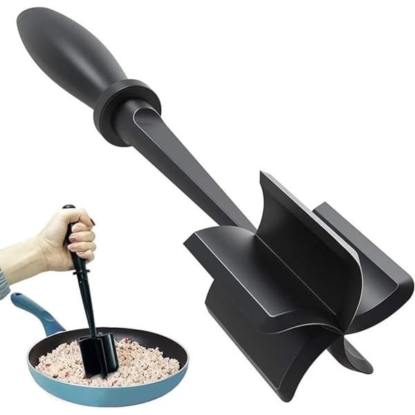 Vleesstamper- Vlees stampen lepel-Purreestampers -Keuken Accessoire - Stamper- Zwart