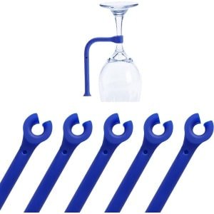 Wijnglas steelhouder voor vaatwasser - siliconen gadget - vaatwasserbestendig - blauw - opzetstuk - keukengerei wijnglazen houder vaatwasser