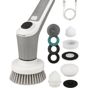 Zentura Elektrische Schoonmaakborstel - Elektrische Schrobber - Schrobborstel - Voor badkamer of keuken - Schrobber Met Steel - Luiwagen - Polijstmachine - Poetsmachine met 10 opzetstukken