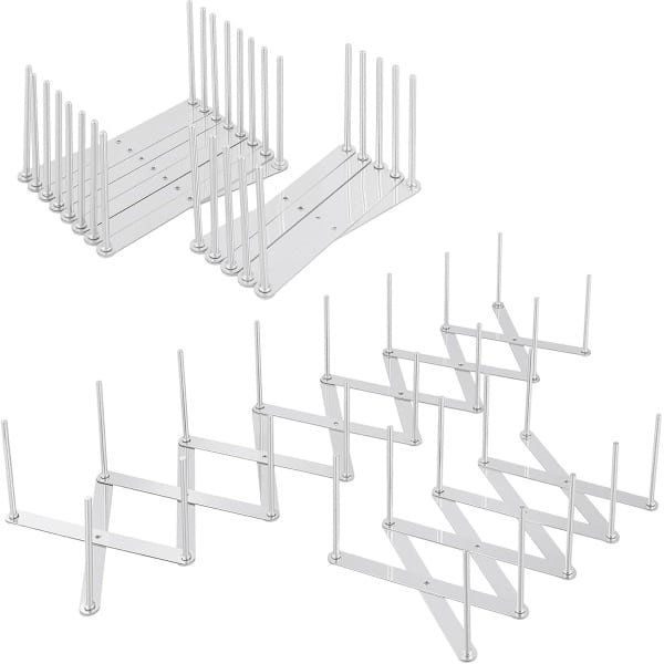 4 stuks ribhouders - 9-84 cm en 5,7-48,7 cm - dekselhouder - spareribs houder - roestvrij staal - verstelbare pannendekselhouder voor deksel - eetplaat - keuken accessoires