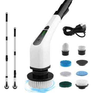 8-in-1 Multifunctionele Elektrische Reinigingsborstel - Draadloze Schrobber met Verstelbare Steel - 2500mAh - USB-C Oplaadbaar - Inclusief 8 Opzetborstels - Voor Badkamer, Tegels, Auto & Keuken