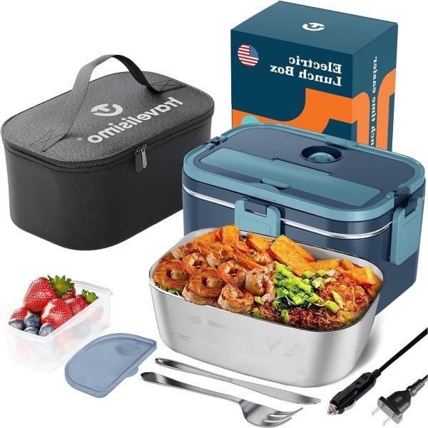 Adult Elektrische Lunchbox 1.8L Roestvrij Staal - Lunch Box Container - 80W 12/24/110V - Food Warmer voor Thuis Keuken Auto Vrachtwagen Kantoor