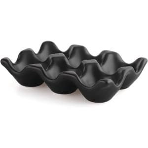 Allecto Plus - 1 Stuk Eierhouders van Keramiek Porselein - Eierdienblad Set - Keuken Restaurant Opslag - Zwart - Decoratieve Accessoires - Thuis - Koelkast Organisatie