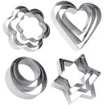 Allecto Plus - 12-delige Set Koekjesvormen voor DIY Bakken - Hart, Cirkel, Bloem, Stervormig - Keuken Accessoires voor Fondant Cake en Fruit