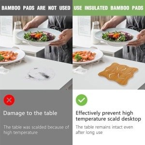 Allecto Plus - Bamboe Onderzetters Set van 4 - Antislip en Hittebestendig - Keuken Accessoire voor Hete Potten en Pannen