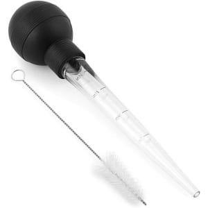 Allecto Plus - Braadspuit en Reinigingsborstel voor Barbecue - Olie Druppelaar en BBQ Accessoire - Keuken Kookgerei 28 ml - Handige BBQ Tool met Borstel