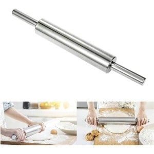 Allecto Plus - Deegroller Roestvrij Staal Non-Stick voor Deeg Pizza Bakken - Keuken Accessoires met 98 Caracters.