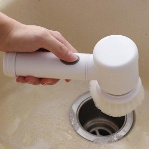 Allecto Plus - Elektrische spinschrobber met 5 opzetborstels en instelbare snelheden voor keuken, badkamer, gootsteen, vloer en badkuip.