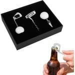 Allecto Plus - Golfvormige Kurkentrekker Set voor Rode Wijn en Bier - Keuken Gereedschapset met Kurkopener - Bar Accessoires voor Feestjes