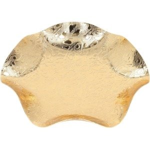Allecto Plus - Gouden Fruitschaal 19 cm - Gegalvaniseerd Patroon - Snackbord - Decoratief Fruitbord - Vintage Design - Snack Dienblad - Multifunctioneel Decoratie Dienblad - Keuken & Woonkamer Accessoire