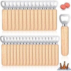 Allecto Plus - Houten Flesopener Set van 30 stuks | Bierflesopener met Houten Handvat | Draagbare Gepersonaliseerde Flesopener | Thuis Keuken Bar Accessoires