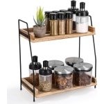 Allecto Plus - Keukentrolley voor koffiestation en kruidenopslag - 2-laags houten organizer voor thuis en kantoor - Keuken accessoires organiseren