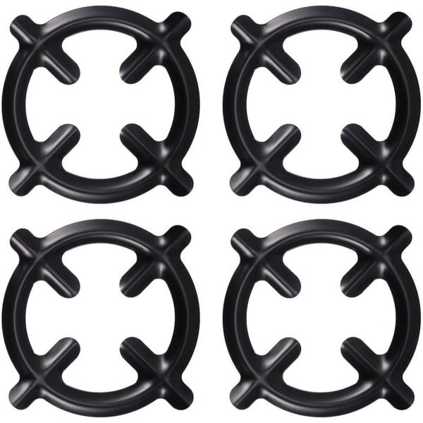 Allecto Plus - Kookplaat Gasfornuis Wok Ondersteuning Ringen - Set van 4 - Kachel Reducer voor Gasbrander - Koffie Pot Stand - IJzer Zwart - Keuken Accessoires