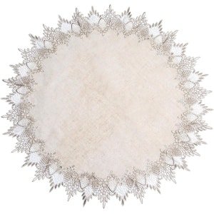 Allecto Plus - Linnen Doily 28 x 28 inch beige tafelkleed met kanten rand - salontafel topper - tafeldecoratie - eetkamer & keuken - 70 x 70 cm - Trendy stoffen accessoire voor interieur styling