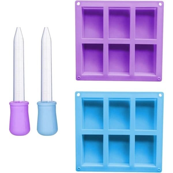 Allecto Plus - Mal voor Rechthoekige en Druppelvormige Siliconenvormen - DIY Accessoires voor Keuken - Zeep, Chocolade en Cake maken - Set van 4 stuks
