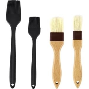 Allecto Plus - Multifunctionele Siliconen Voedselborstel Set - 4 Stuks - Voor Koken en Grillen - Keuken Accessoires - Eiervloeistof en Boter Smeerborstels