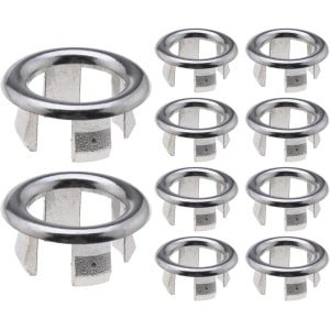 Allecto Plus - Ronde Overloop Ring voor Keuken- en Badkamerwastafel - 10 stuks - Zilverkleurig - Geschikt voor 22-24mm Diameter - Drain Cap - Wastafel Accessoires.