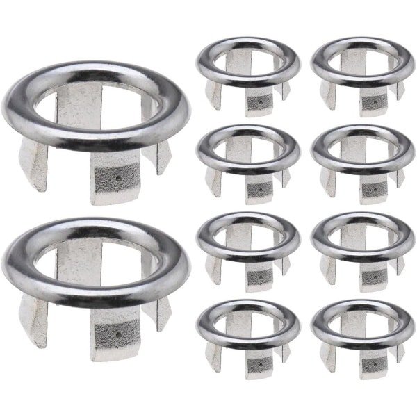 Allecto Plus - Ronde Overloop Ring voor Keuken- en Badkamerwastafel - 10 stuks - Zilverkleurig - Geschikt voor 22-24mm Diameter - Drain Cap - Wastafel Accessoires.