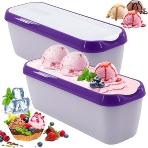 Allecto Plus - Set van 2 Herbruikbare IJsemmer Containers 1.5L - Silicone Deksel - Vriezer - BPA-vrij - Homemade IJs Opslag - Keuken Accessoires