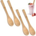 Allecto Plus - Set van 4 kleine bamboe houten lepels voor thee, koffie en soep - Keuken accessoires voor eten serveren - Houten honinglepel met een lengte van 6,3 inch