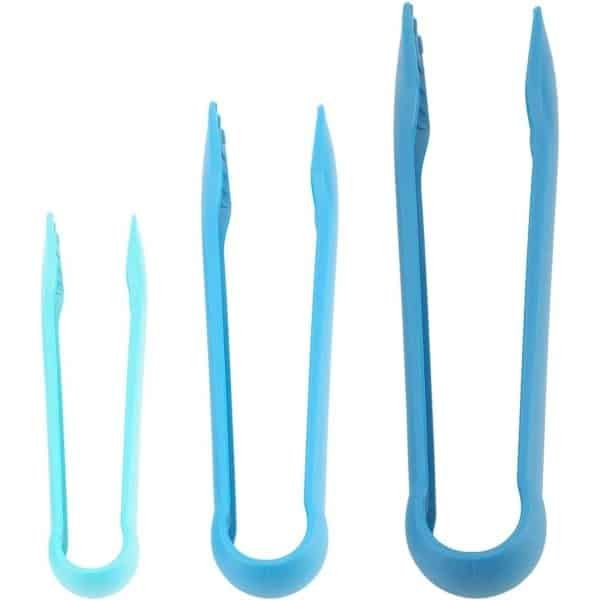 Allecto Plus - Siliconen Tangen Set voor Keuken - Multifunctioneel en Handig - Broodtangen, Voedselklemmen en Saladeclips - Keukentool Set - 6/8/10 inch - Blauw - Bakken en Koken Accessoires