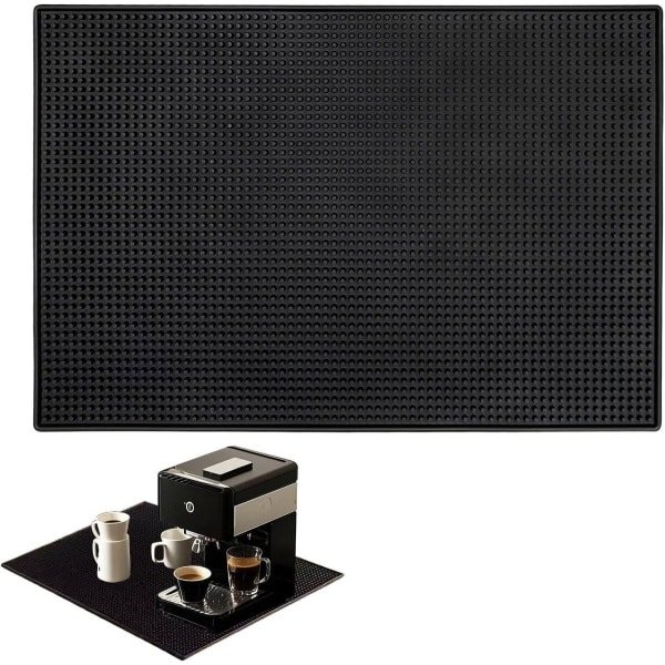 Allecto Plus - Zwarte Bar Mat 30 x 15 cm - Siliconen Drogen Mat Accessoires Tafelgerei - 1cm Dik - Anti Slip - Druppel Mat voor Bar, Club, Keuken, Café - Rubberen Bar Mat - Koffie